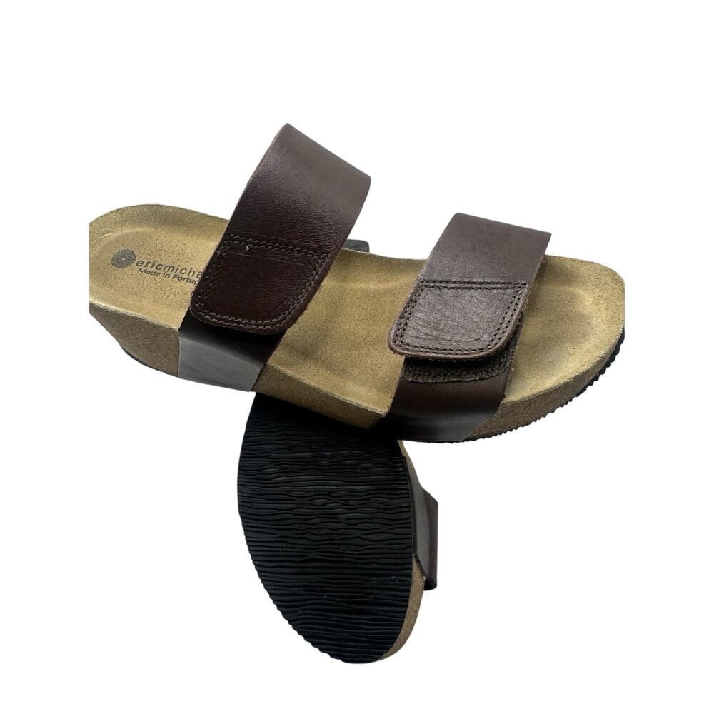 Eric Michael Women’s EU 39 Brown Leather Cork Footbed Comfort Sandals Portugal - Picture 4 of 5